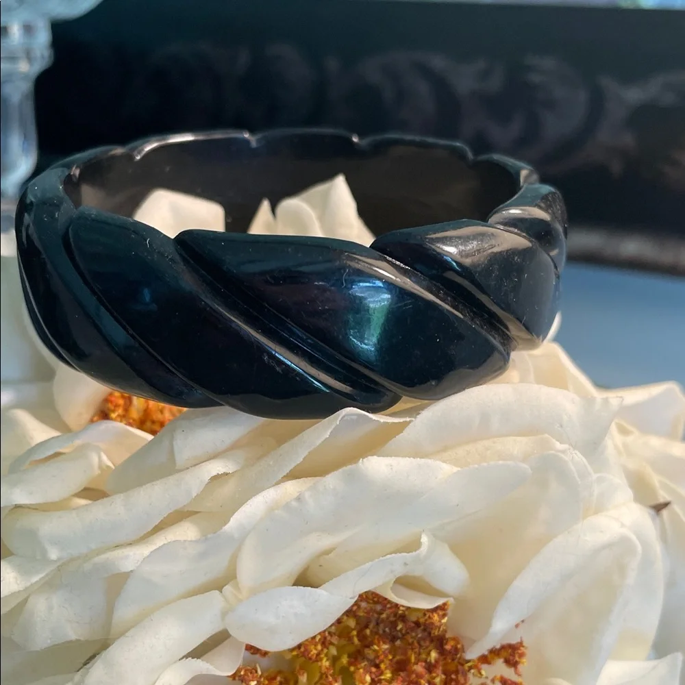 Black Twisted Resin Bangle Bracelet